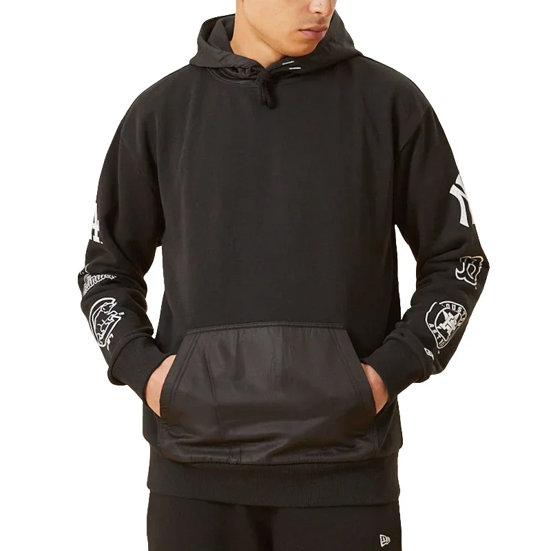 New Era Mens MLB Multi Logo Hoodie - Black