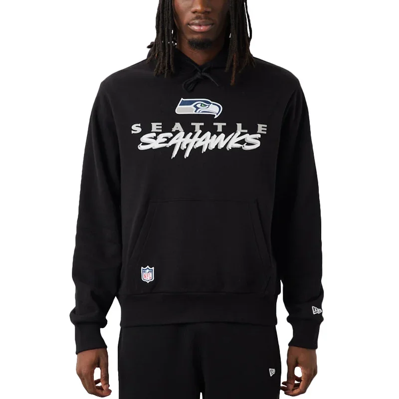 New Era Mens Seattle Seahawks NFL Team Script Hoodie - Black