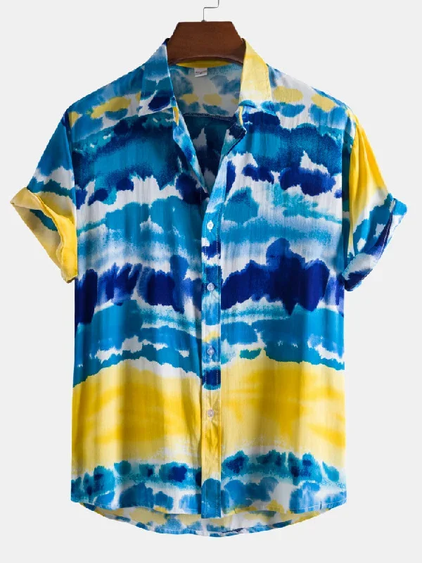 Ocean Print Lapel Shirts