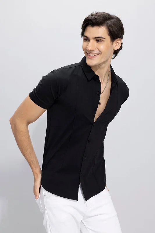 On Pleat Black Shirt