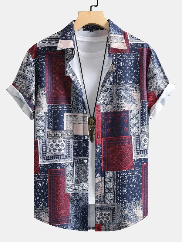 Paisley Boder Print Button Up Shirt