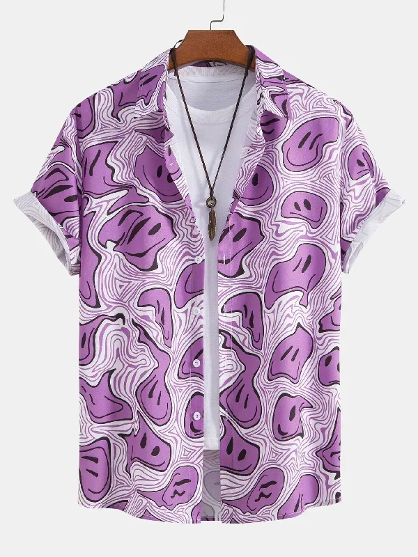 Psychedelic Smiley Print Button Shirt