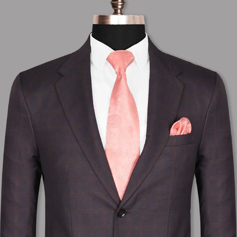 Purple with Red Windowpane Premium Wool Blazer