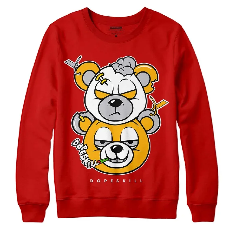 Red Collection DopeSkill Red Sweatshirt New Double Bear Graphic