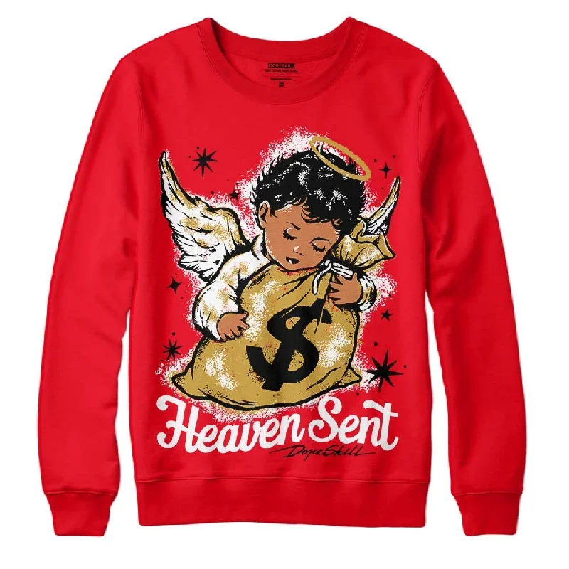 Red Thunder 4s DopeSkill Red Sweatshirt Heaven Sent Graphic