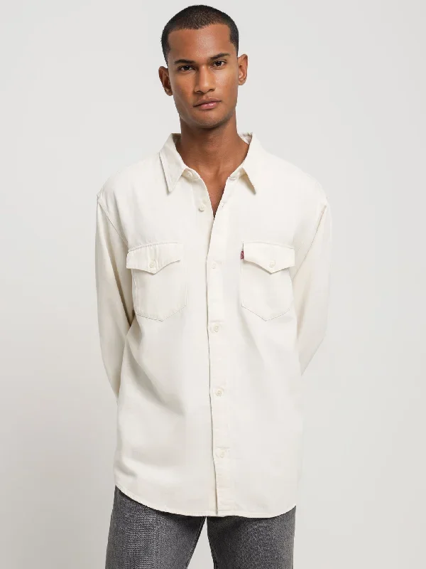 Relaxed Fit Western Shirt in Ecru