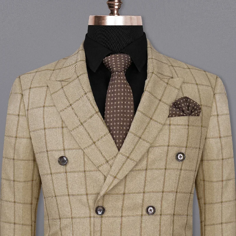 Rodeo Dust Brown Windowpane Double Breasted Blazer