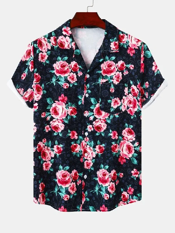 Rose Print Revere Shirt