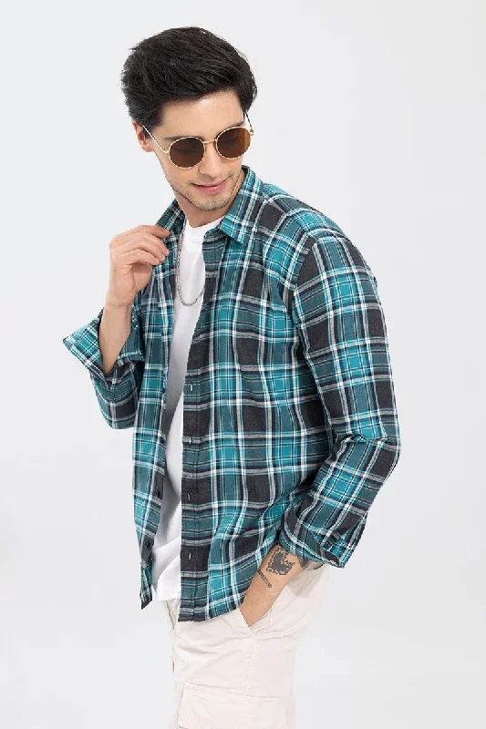 Shepherd Flannel Check Teal Blue Shirt