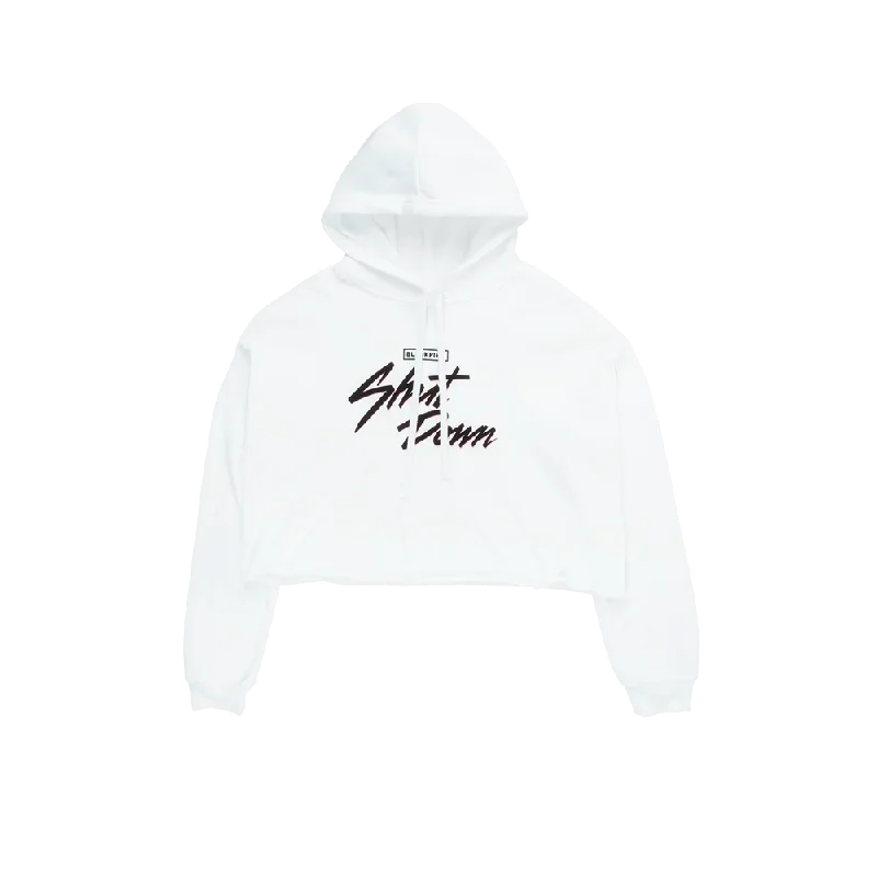 SHUT DOWN LOGO CROPPED HOODIE