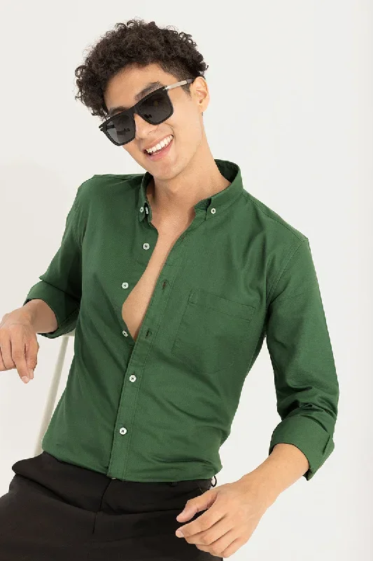 Soft-Hue Forest Green Shirt