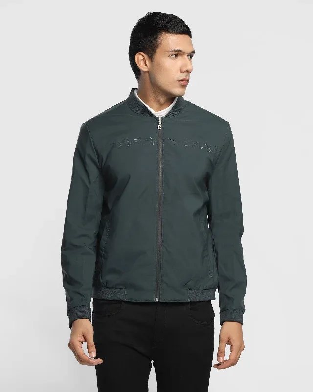 Bomber Olive Solid Zipper Jacket - Domus