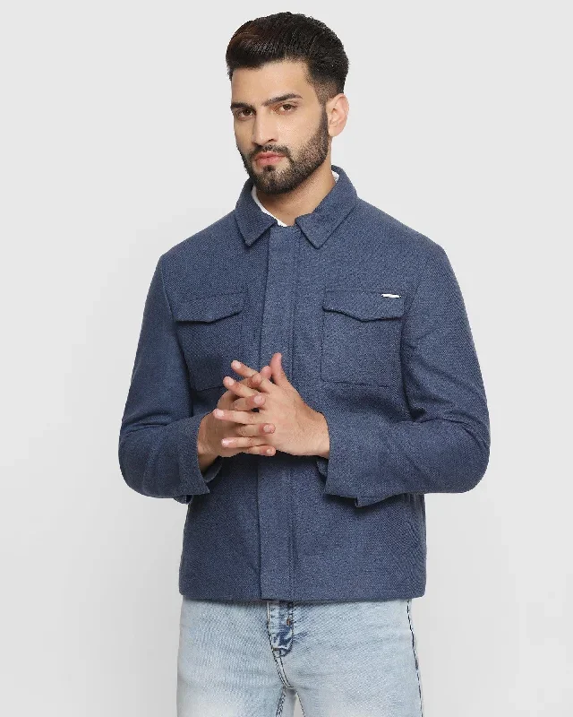 Blue Solid Zipper Jacket - Vitor