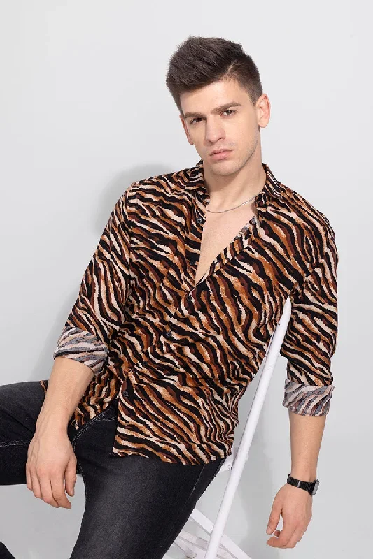 Tiger Print Brown Shirt