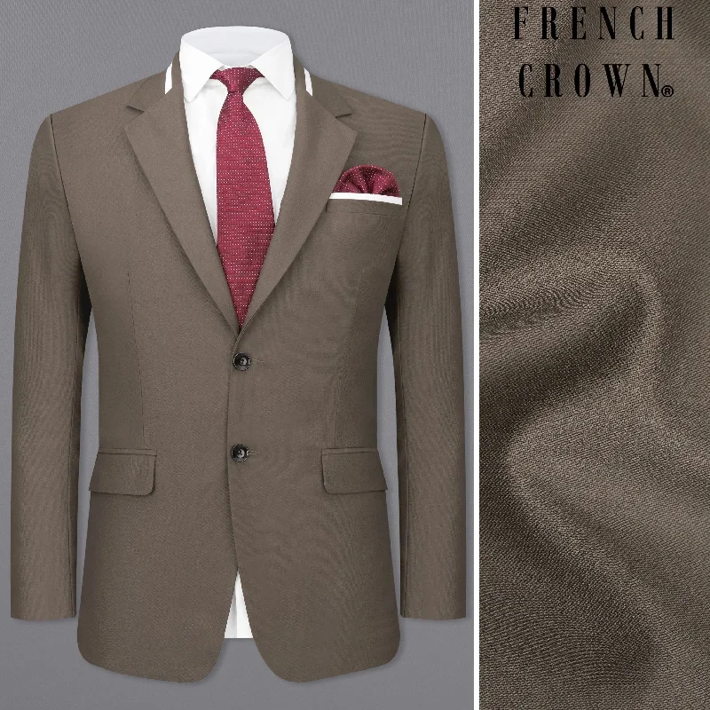 Tobacco Brown Single Breasted Designer Blazer