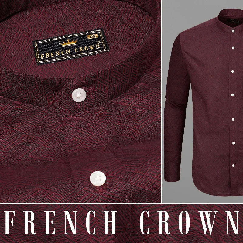 Wine Berry Printed Premium Cotton Shirt